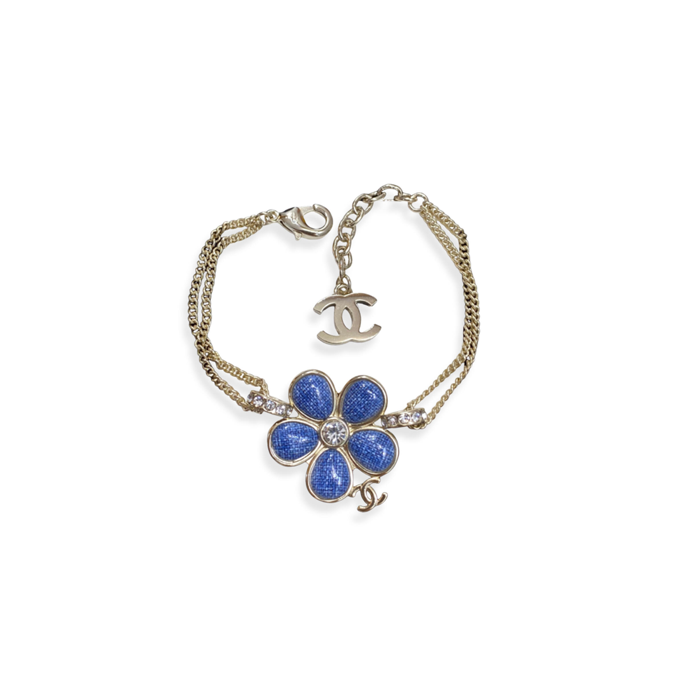 Ch**el blue flower gold bracelet
